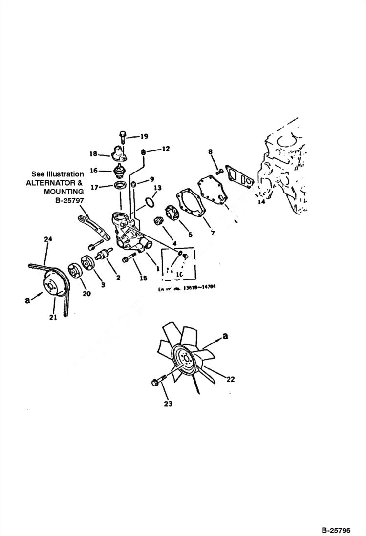 Схема запчастей Bobcat 116 - WATER PUMP COOLING FAN COOLING SYSTEM
