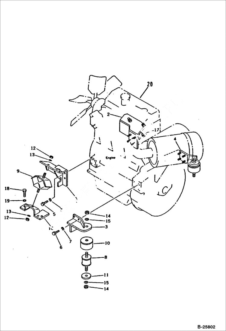 Схема запчастей Bobcat 116 - ENGINE MOUNTING PARTS ENGINE RELATED PARTS AND ELECTRICAL SYSTEM