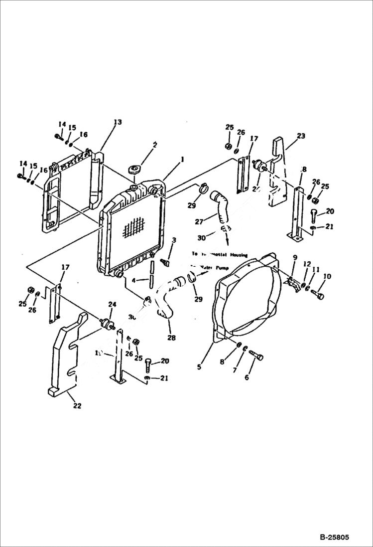Схема запчастей Bobcat 116 - RADIATOR AND PIPING Komatsu S/N 10001-11899 ENGINE RELATED PARTS AND ELECTRICAL SYSTEM