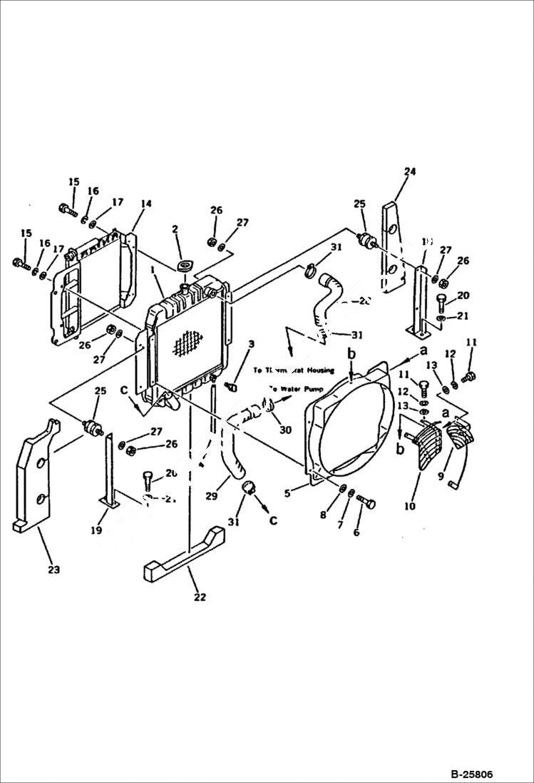Схема запчастей Bobcat 116 - RADIATOR AND PIPING Komatsu S/N 11900 & Abv. ENGINE RELATED PARTS AND ELECTRICAL SYSTEM