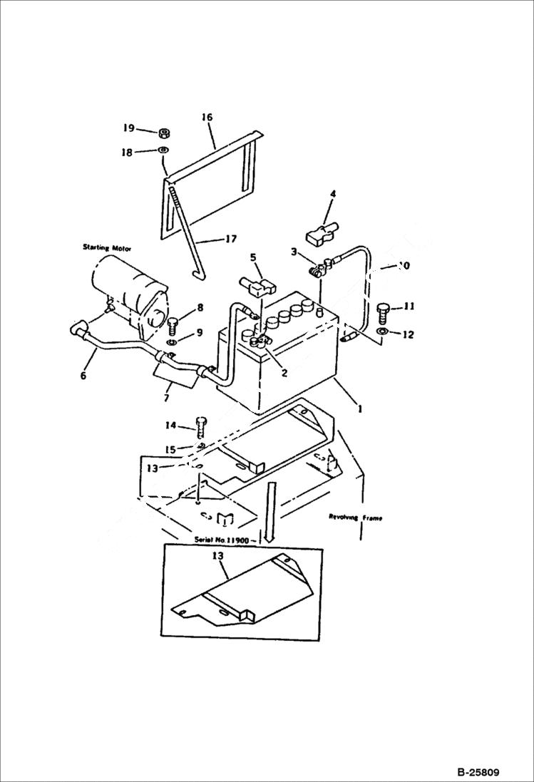 Схема запчастей Bobcat 116 - BATTERY ENGINE RELATED PARTS AND ELECTRICAL SYSTEM