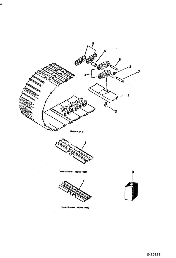Схема запчастей Bobcat 116 - TRACK SHOE (BOLT ON TYPE) STANDARD TRACK SHOE - TRIPLE 400 mm WIDE Komatsu S/N 10735 & Abv. UNDERCARRIAGE