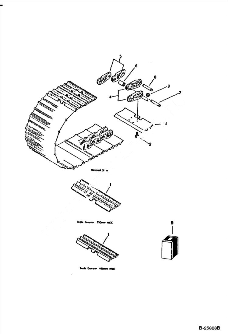 Схема запчастей Bobcat 116 - TRACK SHOE (BOLT ON TYPE) TRIPLE 550 mm WIDE Komatsu S/N 10735 & Abv. UNDERCARRIAGE