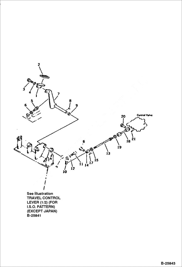 Схема запчастей Bobcat 116 - TRAVEL SPEED PEDAL (FOR I.S.O. PATTERN)(EXCEPT JAPAN) CONTROL SYSTEM AND REVOLVING FRAME
