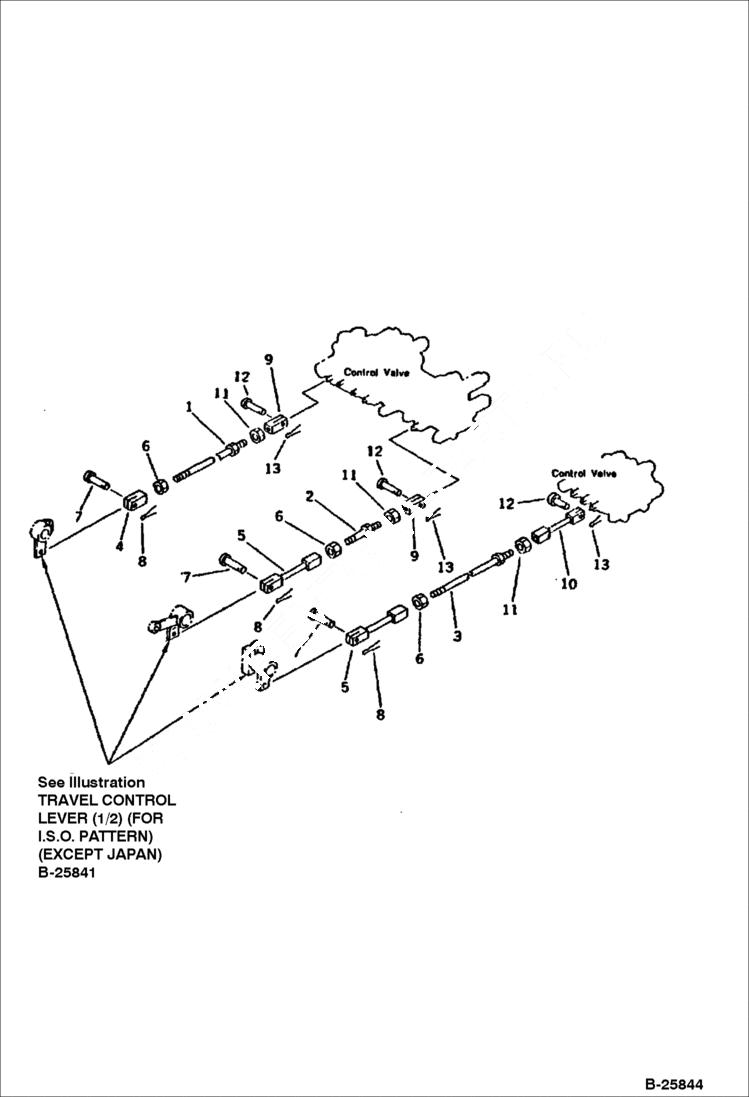 Схема запчастей Bobcat 116 - BOOM SWING, ARM, SWING CONTROL LINKAGE (FOR I.S.O. PATTERN)(EXCEPT JAPAN) CONTROL SYSTEM AND REVOLVING FRAME