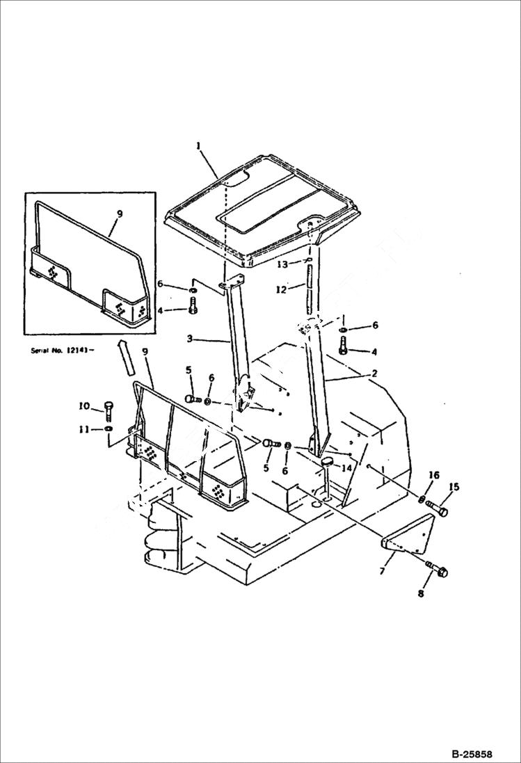 Схема запчастей Bobcat 116 - CANOPY GUARD