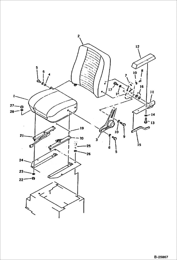 Схема запчастей Bobcat 116 - OPERATORS SEAT (FOR CANOPY) Komatsu S/N 10001-12140 GUARD