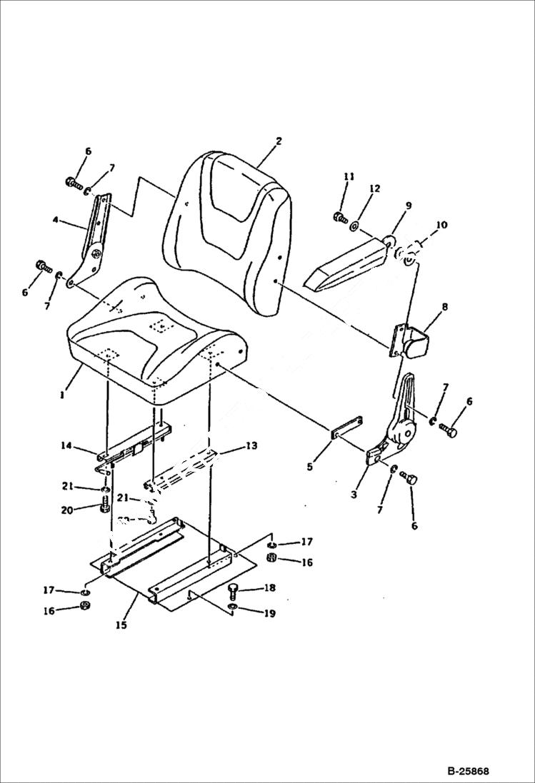 Схема запчастей Bobcat 116 - OPERATORS SEAT (FOR CANOPY) Komatsu S/N 12141 & Abv. GUARD