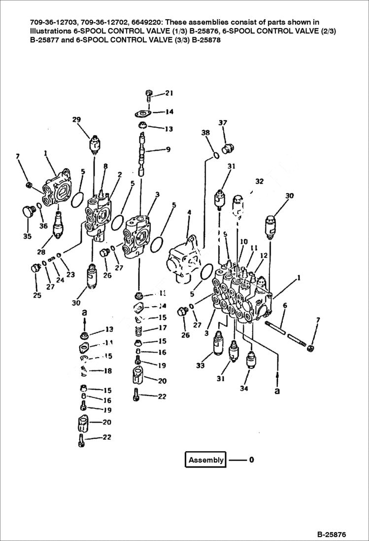 Схема запчастей Bobcat 116 - 6-SPOOL CONTROL VALVE (1/3) WORK EQUIPMENT CONTROL SYSTEM