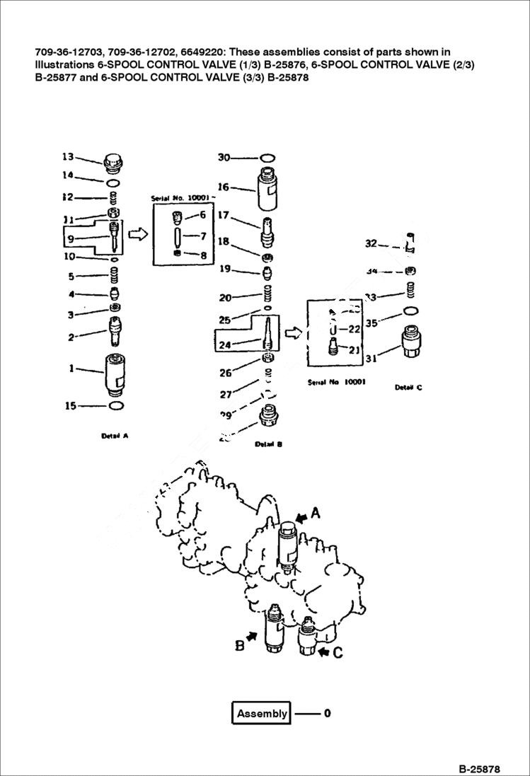 Схема запчастей Bobcat 116 - 6-SPOOL CONTROL VALVE (3/3) WORK EQUIPMENT CONTROL SYSTEM