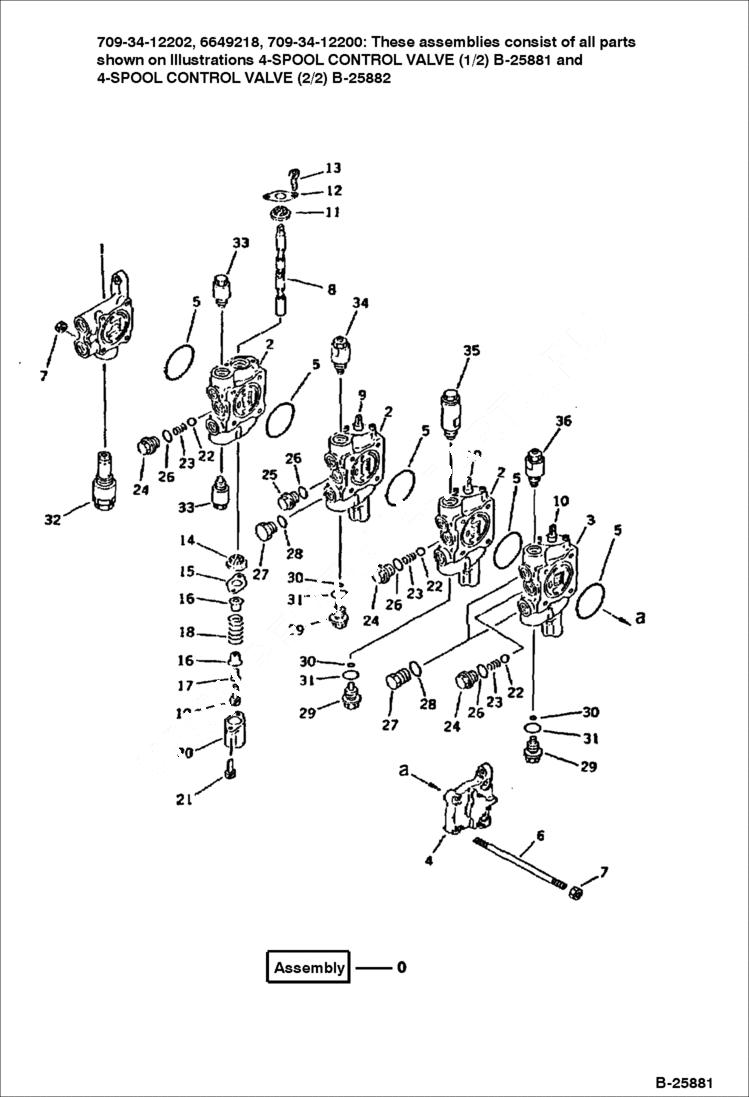 Схема запчастей Bobcat 116 - 4-SPOOL CONTROL VALVE (1/2) WORK EQUIPMENT CONTROL SYSTEM