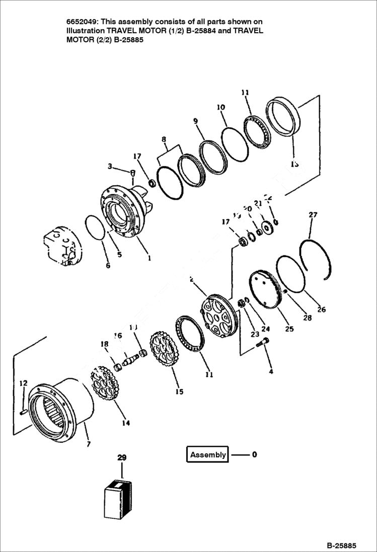 Схема запчастей Bobcat 116 - TRAVEL MOTOR (2/2) Komatsu S/N 10001-11899 WORK EQUIPMENT CONTROL SYSTEM