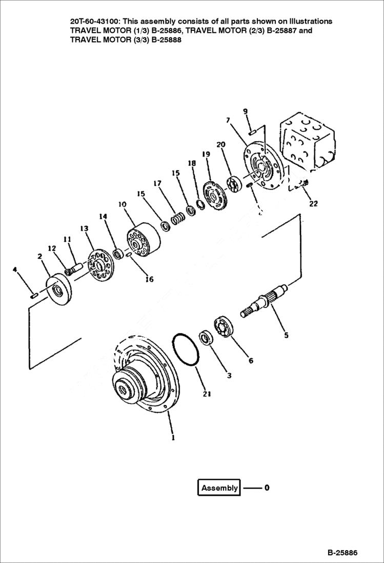 Схема запчастей Bobcat 116 - TRAVEL MOTOR (1/3) Komatsu S/N 11900 & Abv. WORK EQUIPMENT CONTROL SYSTEM