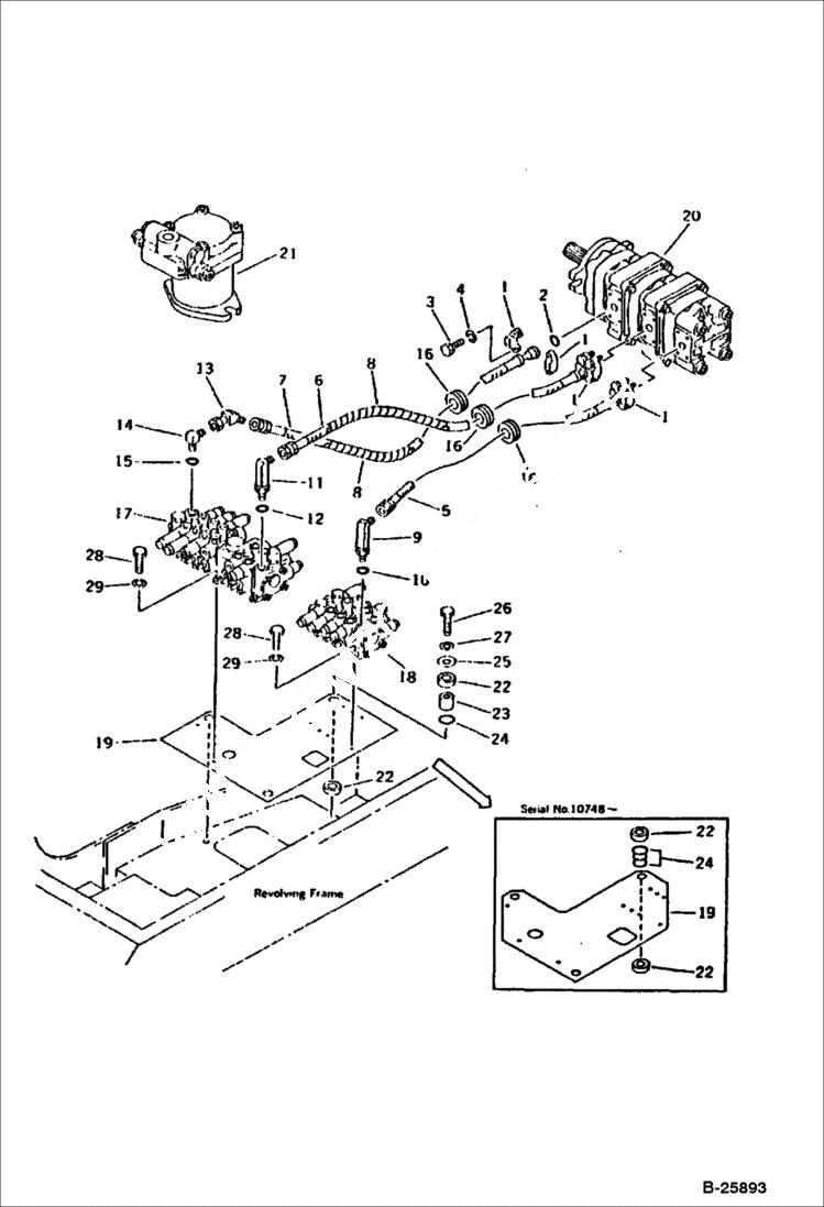 Схема запчастей Bobcat 116 - HYDRAULIC PIPING (PUMP TO VALVE) (FOR BREAKER) WORK EQUIPMENT CONTROL SYSTEM