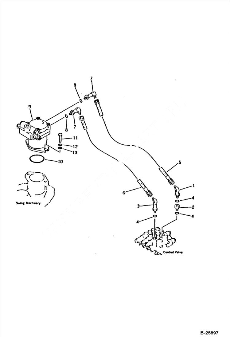 Схема запчастей Bobcat 116 - HYDRAULIC PIPING (SWING MOTOR LINE) WORK EQUIPMENT CONTROL SYSTEM