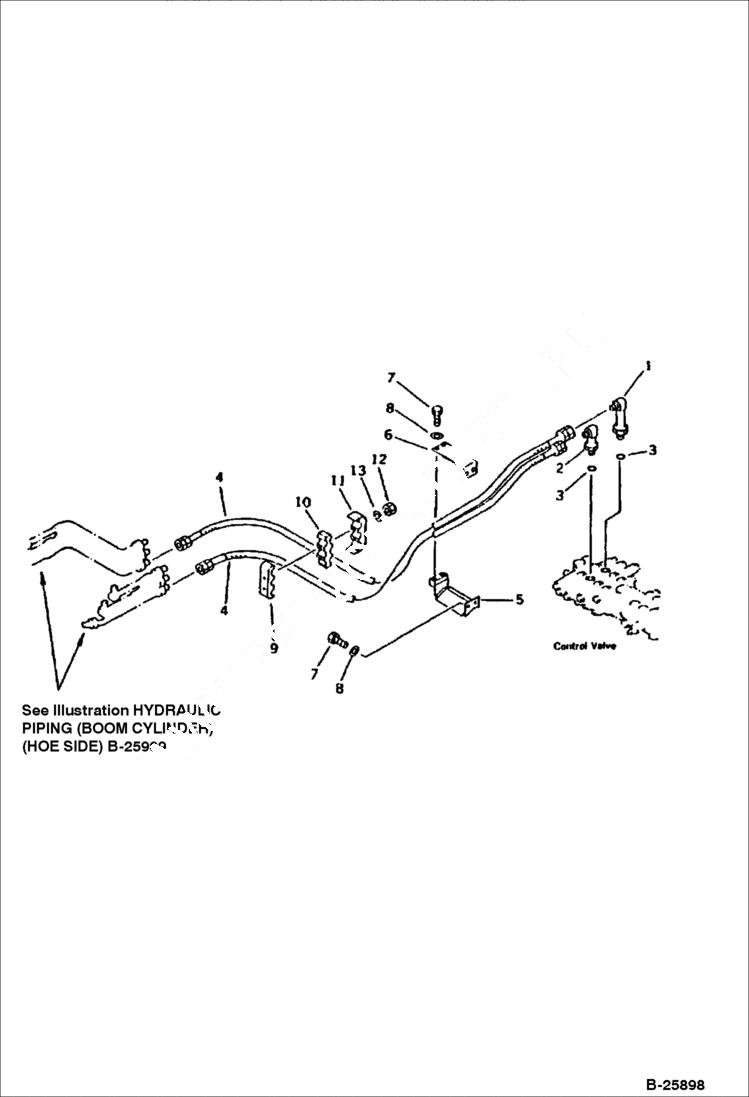 Схема запчастей Bobcat 116 - HYDRAULIC PIPING (BOOM CYLINDER LINE) (CHASSIS SIDE)(FOR I.S.O. PATTERN)(EXCEPT JAPAN) WORK EQUIPMENT CONTROL SYSTEM