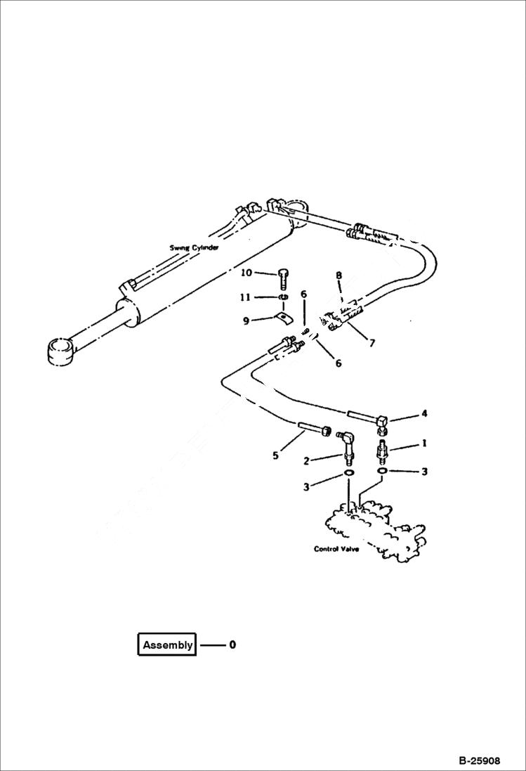 Схема запчастей Bobcat 116 - HYDRAULIC PIPING (SWING CYLINDER LINE) WORK EQUIPMENT