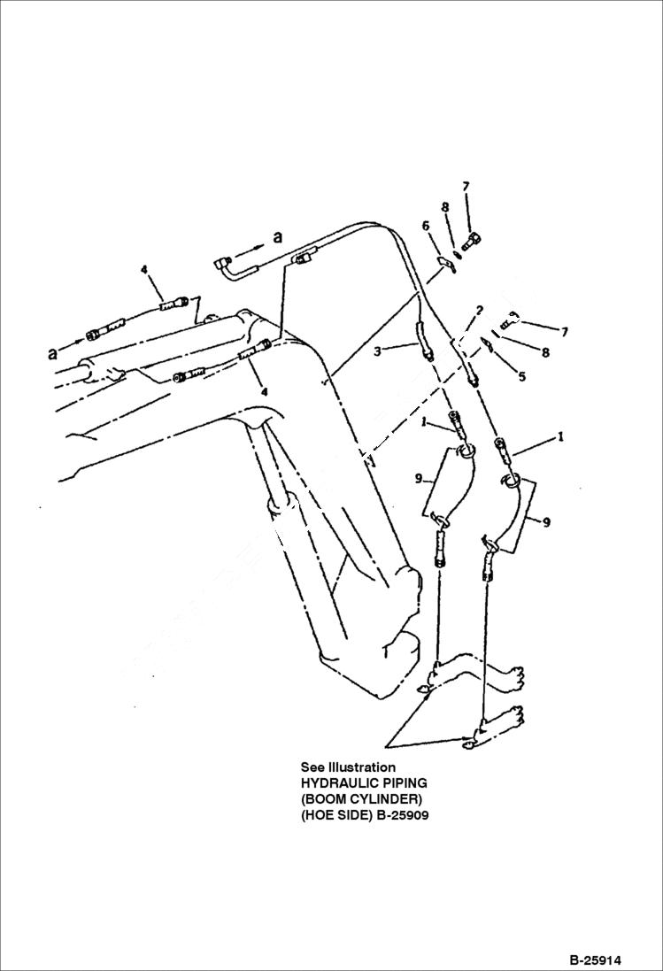 Схема запчастей Bobcat 116 - HYDRAULIC PIPING (ARM CYLINDER LINE)(HOE SIDE) WORK EQUIPMENT