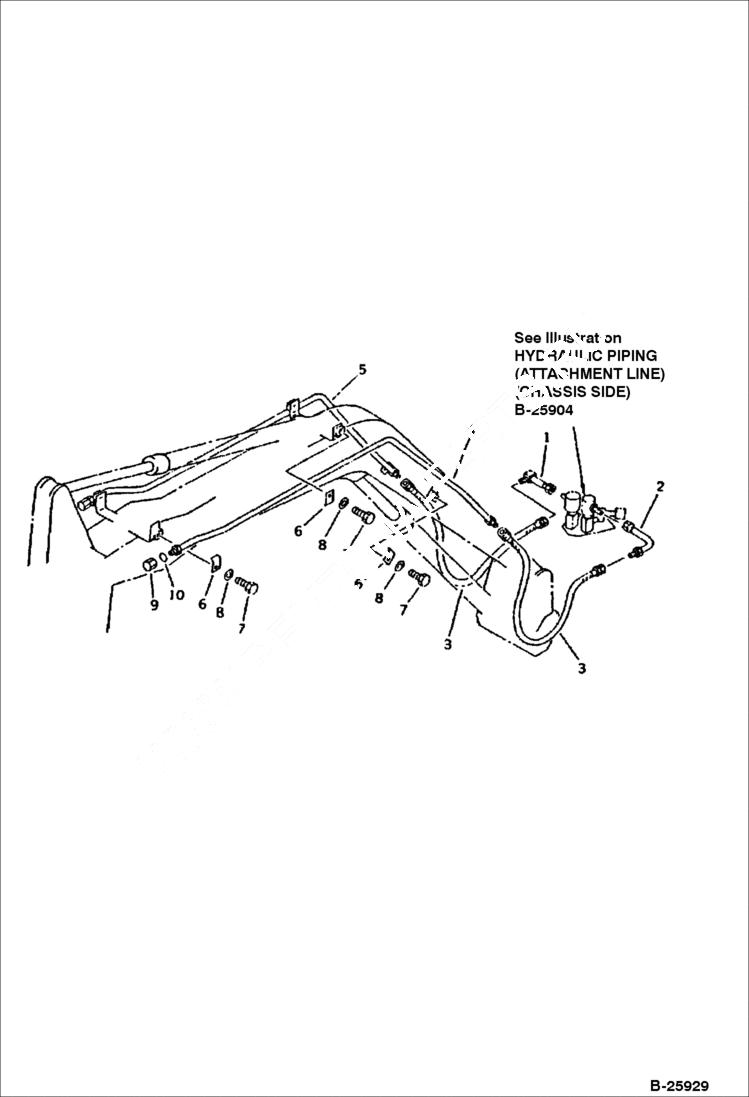 Схема запчастей Bobcat 116 - HYDRAULIC PIPING (ATTACHMENT LINE) WORK EQUIPMENT