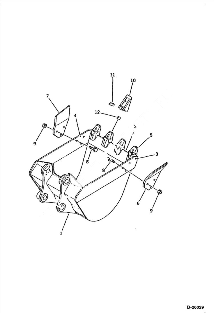 Схема запчастей Bobcat 130 - BUCKET 0,25 cubic meters - 650 mm wide WORK EQUIPMENT