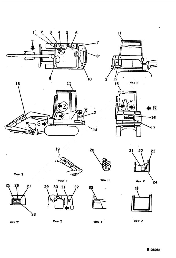Схема запчастей Bobcat 76 - DECALS (FOR CAB) ACCESSORIES & OPTIONS