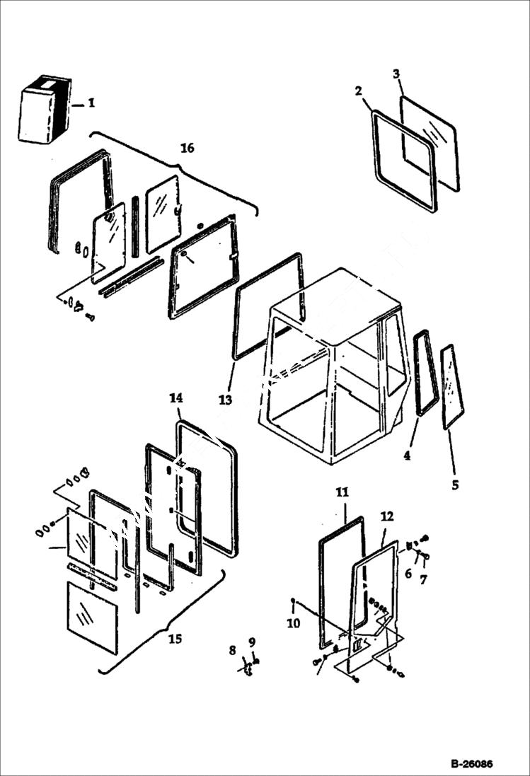 Схема запчастей Bobcat 116 - CAB ENCLOSURE ACCESSORIES & OPTIONS
