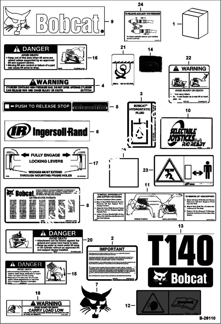 Схема запчастей Bobcat T-Series - DECALS (Outside) ACCESSORIES & OPTIONS