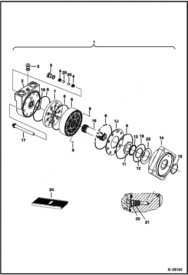 Схема запчастей Bobcat DROP HAMMER - DROP HAMMER (Hydraulic Motor) (0058) Loader