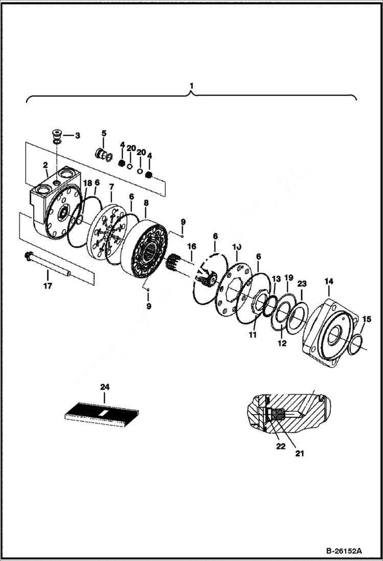 Схема запчастей Bobcat AUGERS - AUGER (Hydraulic Motor) (Model 10 8799) Loader