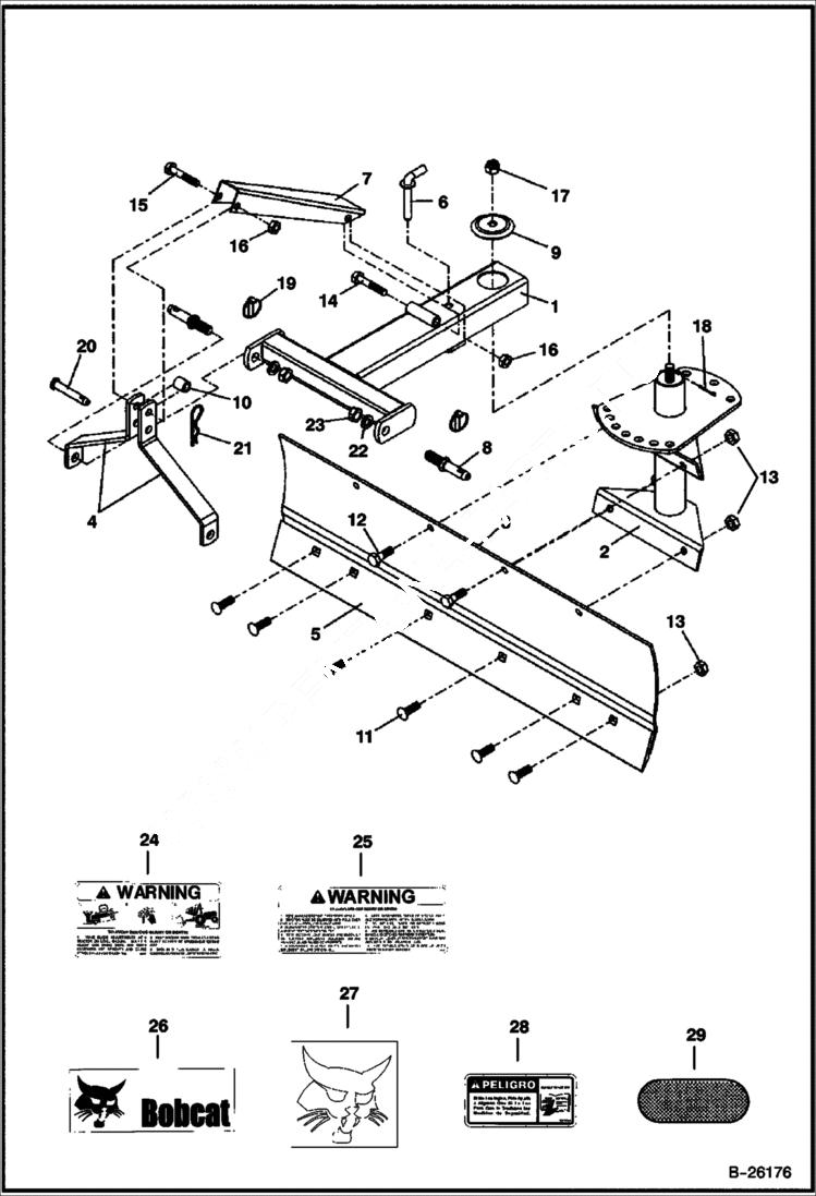 Схема запчастей Bobcat 3 POINT ATTACHMENTS - ANGLE BLADE (Frame & Blade) (3AB60 A1FZ) Loader