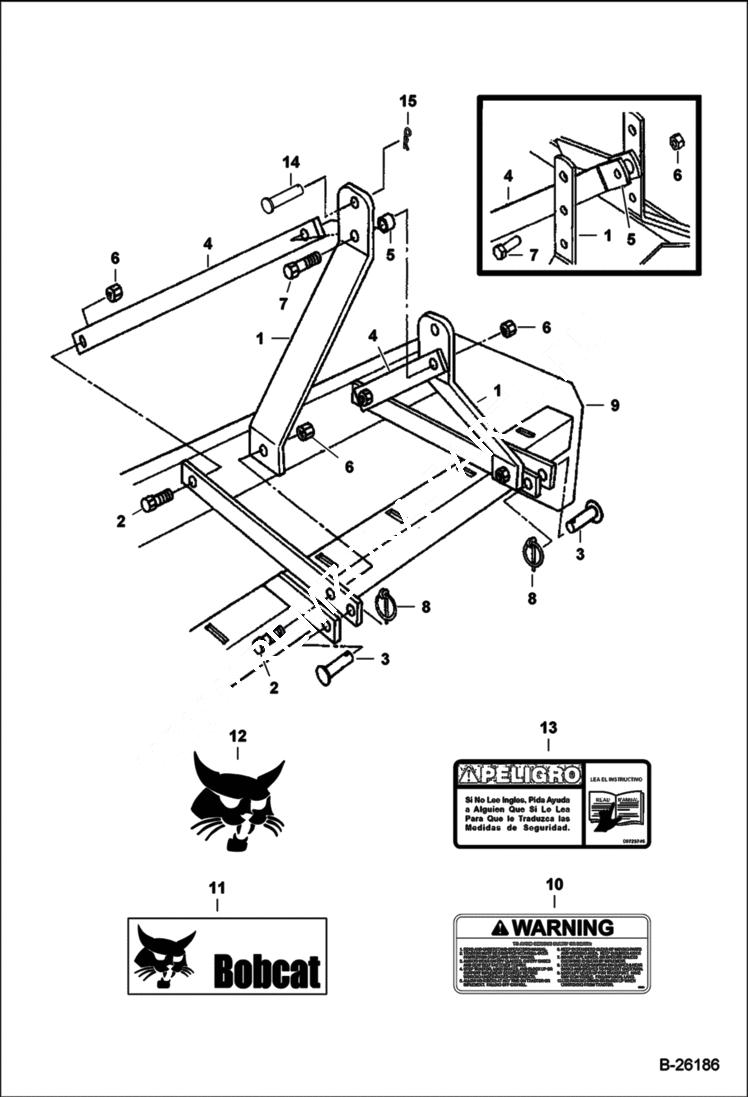 Схема запчастей Bobcat BOX BLADE - BOX BLADE (Main Frame) (3BB60) (3BB72) Компактные тракторы