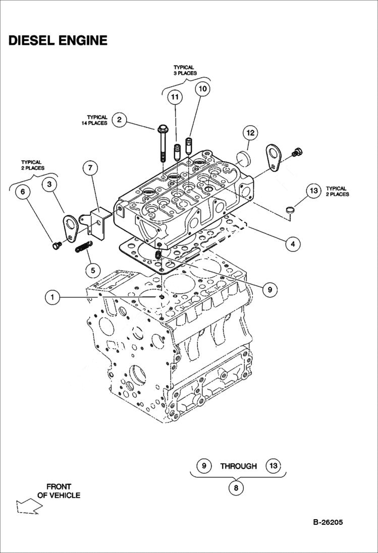 Схема запчастей Bobcat 2300 - CYLINDER HEAD POWER UNIT