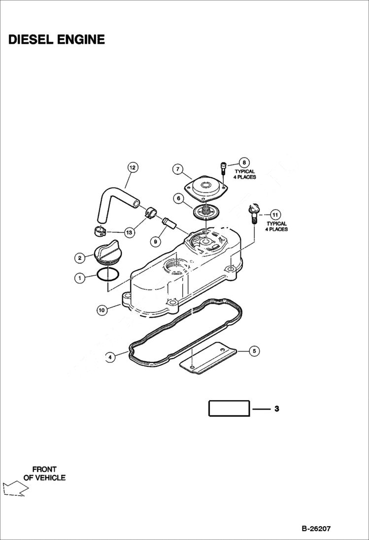 Схема запчастей Bobcat 2200 - HEAD COVER Diesel POWER UNIT