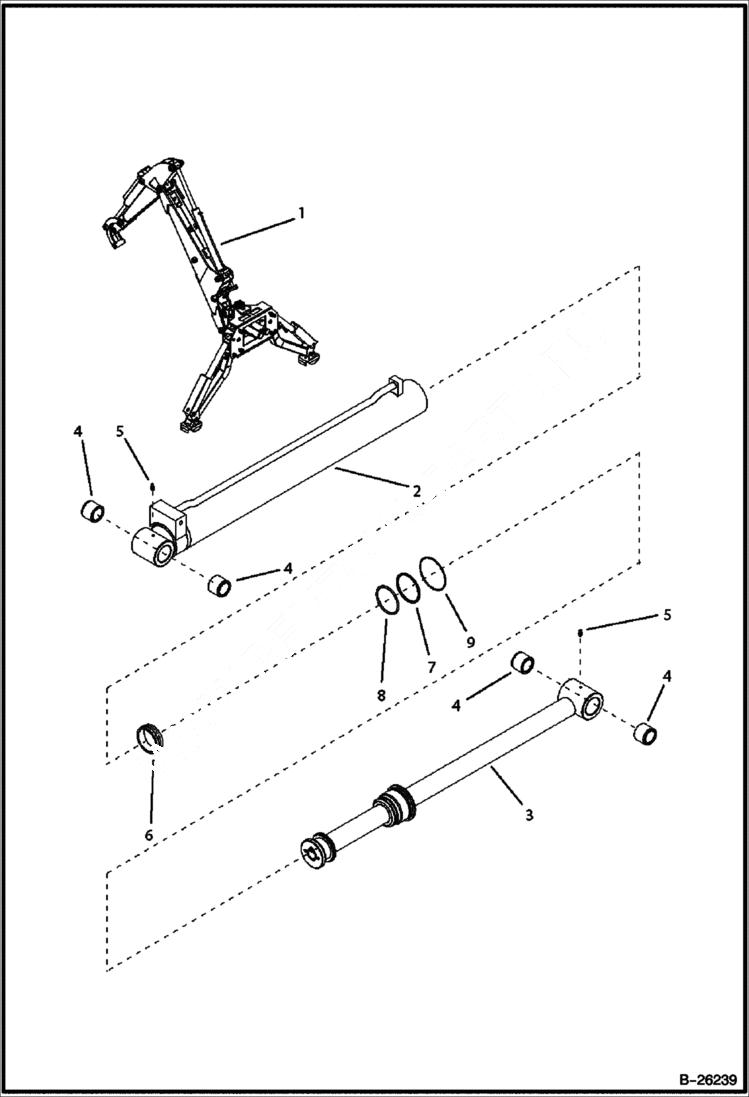 Схема запчастей Bobcat B100 - ARM CYLINDER (5701 11039 & Above) HYDRAULIC SYSTEM