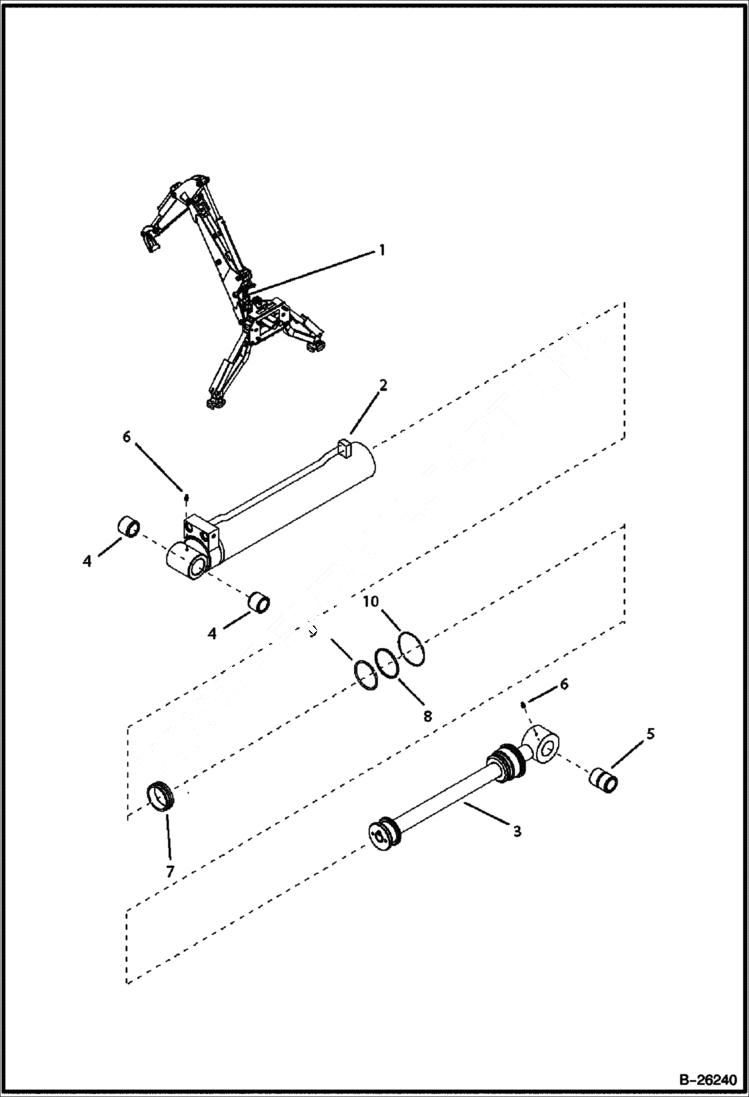 Схема запчастей Bobcat B100 - BOOM CYLINDER (5701 11039 & Above) HYDRAULIC SYSTEM