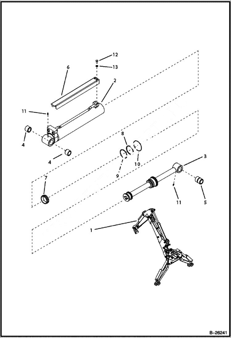 Схема запчастей Bobcat B100 - BUCKET CYLINDER (5701 11039 & Above) HYDRAULIC SYSTEM