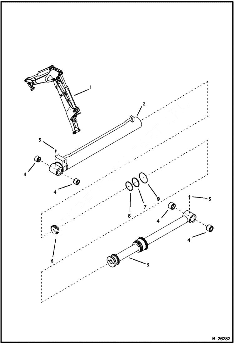 Схема запчастей Bobcat B200 - ARM CYLINDER (B200) 5702 11089 & Above (B250) 5703 11055 & Above HYDRAULIC SYSTEM
