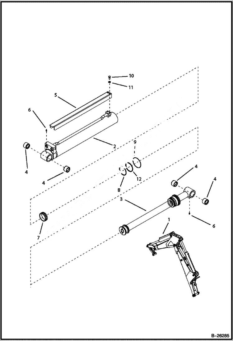 Схема запчастей Bobcat B200 - BUCKET CYLINDER (B200) 5702 11089 & Above (B250) 5703 11055 & Above HYDRAULIC SYSTEM