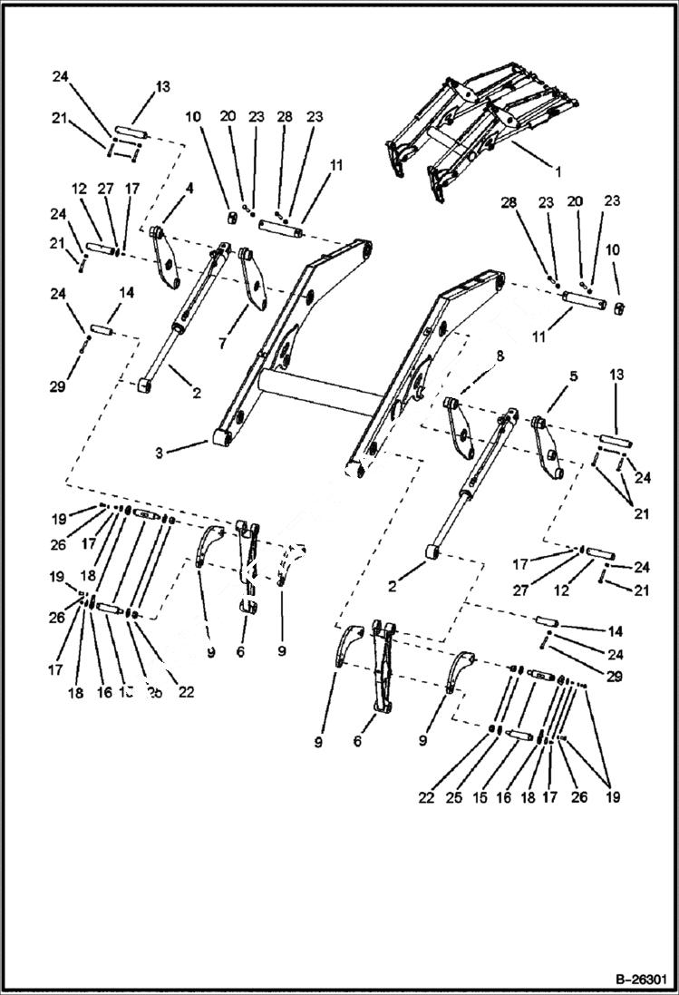 Схема запчастей Bobcat B300 - LIFT ARM & ATTACHING PARTS 5717 11039 & Above MAIN FRAME