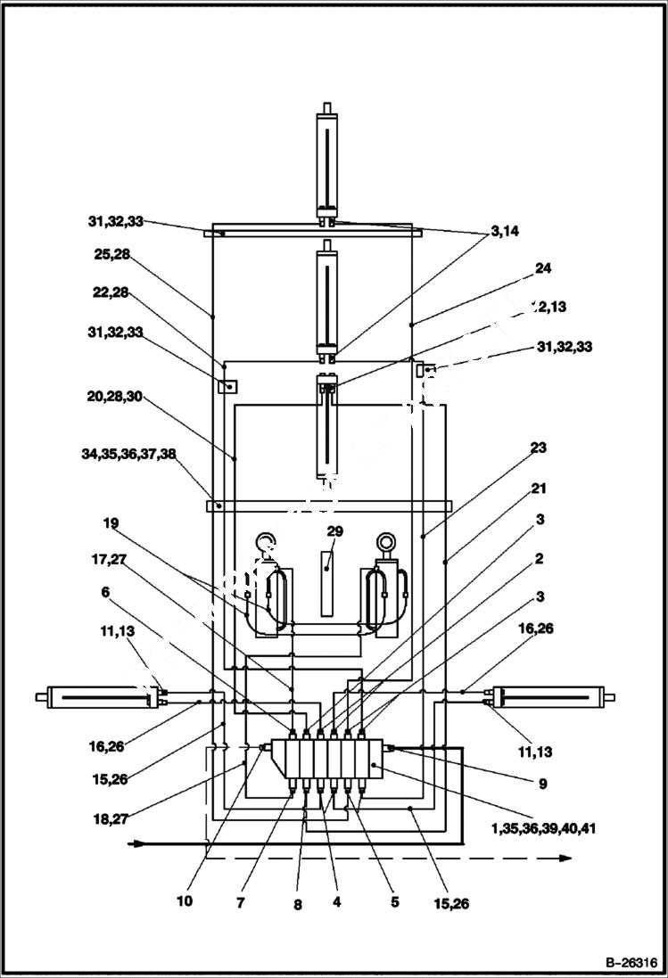Схема запчастей Bobcat B300 - HYDRAULIC CIRCUITRY Backhoe HYDRAULIC SYSTEM