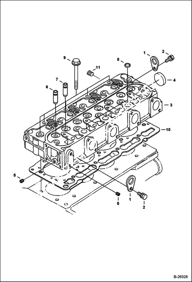 Схема запчастей Bobcat 428 - CYLINDER HEAD POWER UNIT