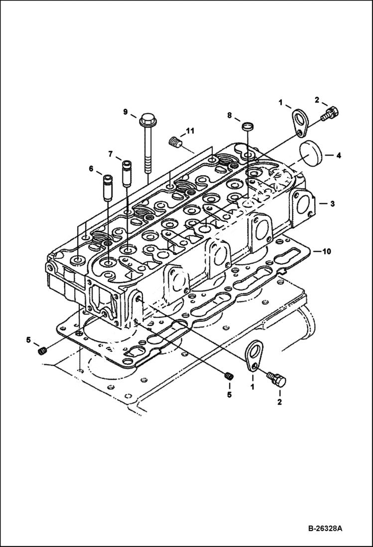 Схема запчастей Bobcat 425 - CYLINDER HEAD Kubota - V1505-E3B - Interim Tier IV Replacement REPLACEMENT ENGINE