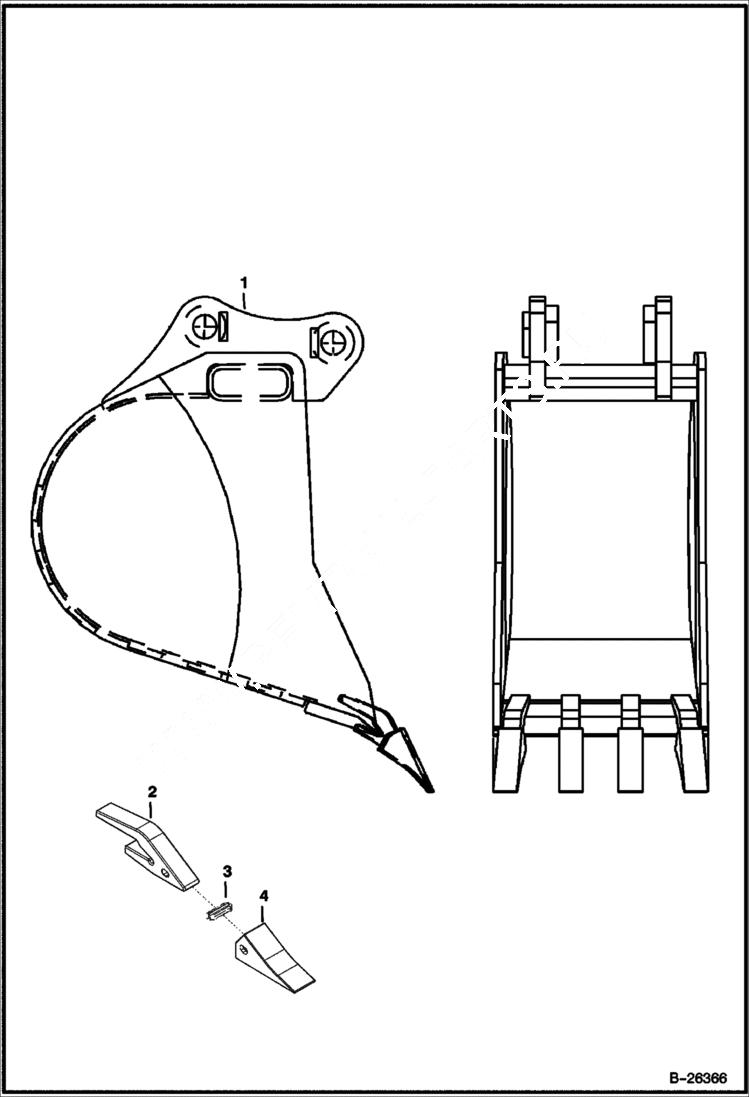 Схема запчастей Bobcat 442 - BUCKET, 18 TRENCHING WERK-BRAU ACCESSORIES & OPTIONS