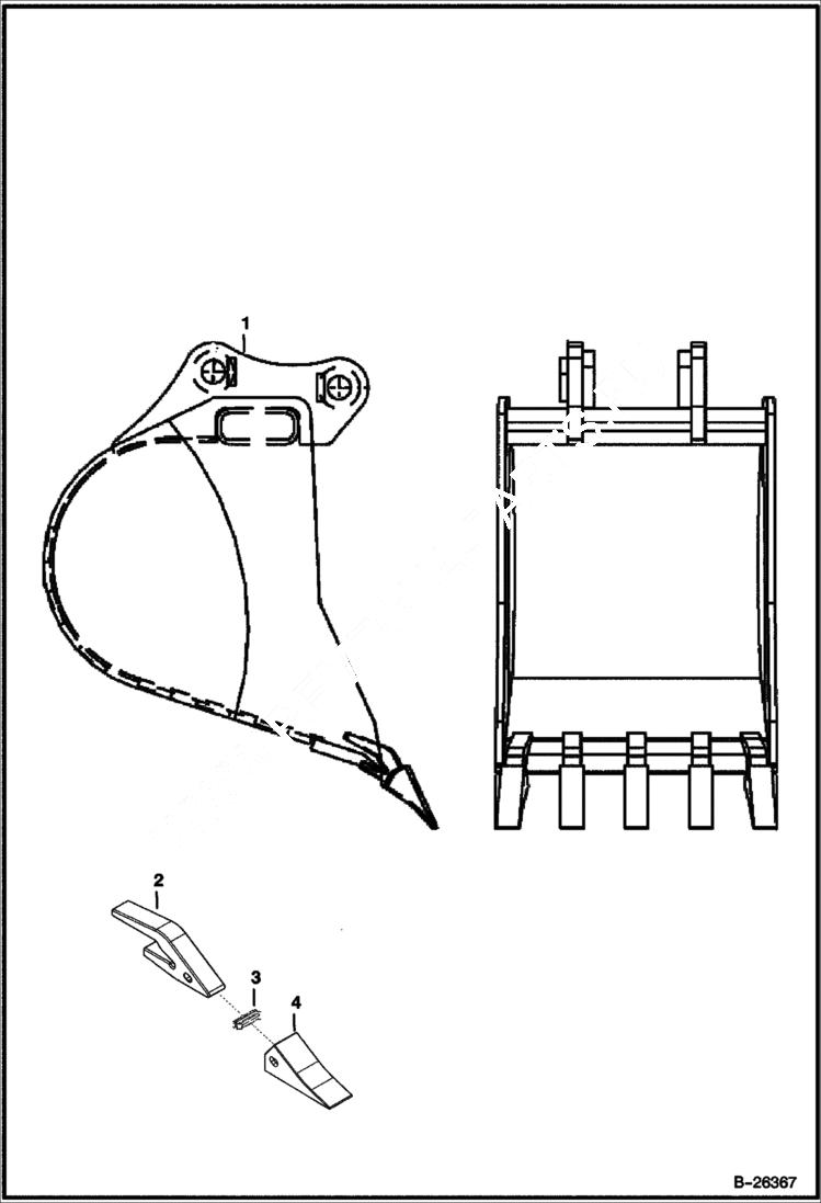 Схема запчастей Bobcat 442 - BUCKET, 24 TRENCHING WERK-BRAU ACCESSORIES & OPTIONS