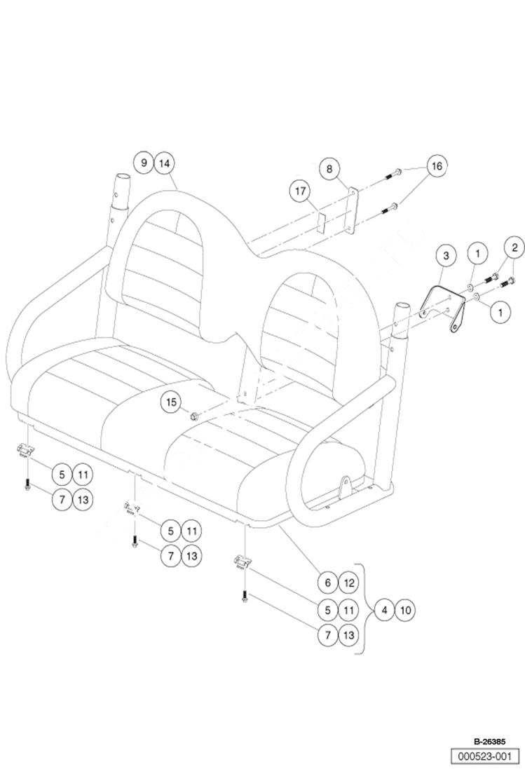 Схема запчастей Bobcat 2200 - BENCH SEAT MAIN FRAME