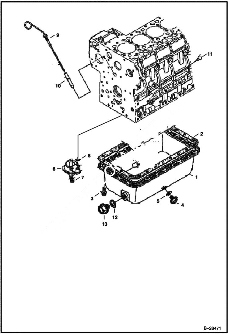 Схема запчастей Bobcat 5610 - OIL PAN (Kubota - V2003-M-DI-T) POWER UNIT