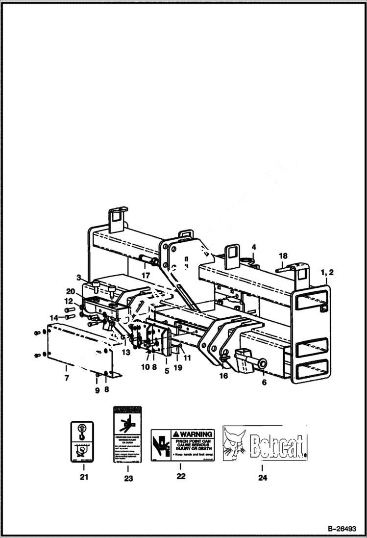 Схема запчастей Bobcat SILT FENCE INSTALLER - SILT FENCE INSTALLER Sliding Offset Mounts - 72 & 84 (SN A74W & Bel) Loader