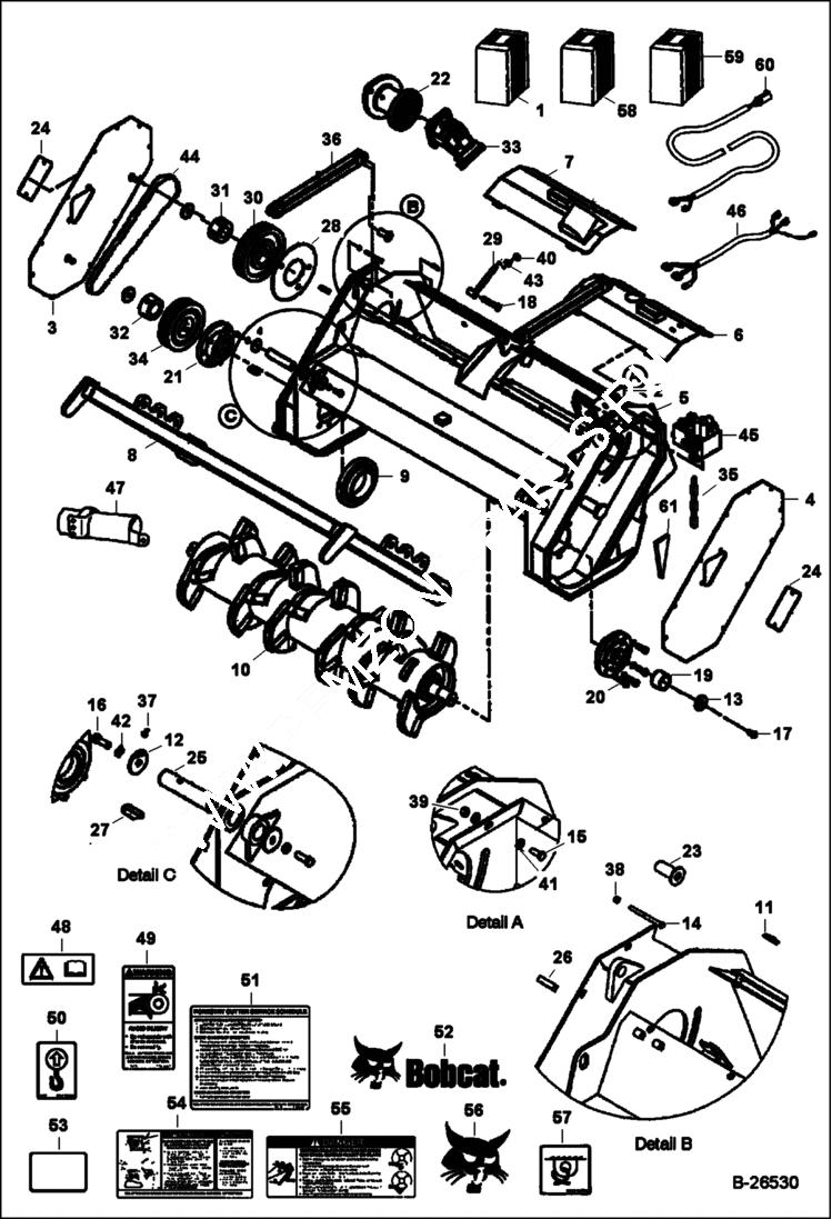 Схема запчастей Bobcat FORESTRY CUTTER - FORESTRY CUTTER (Main Frame) (FRC60 A6ZB) Loader