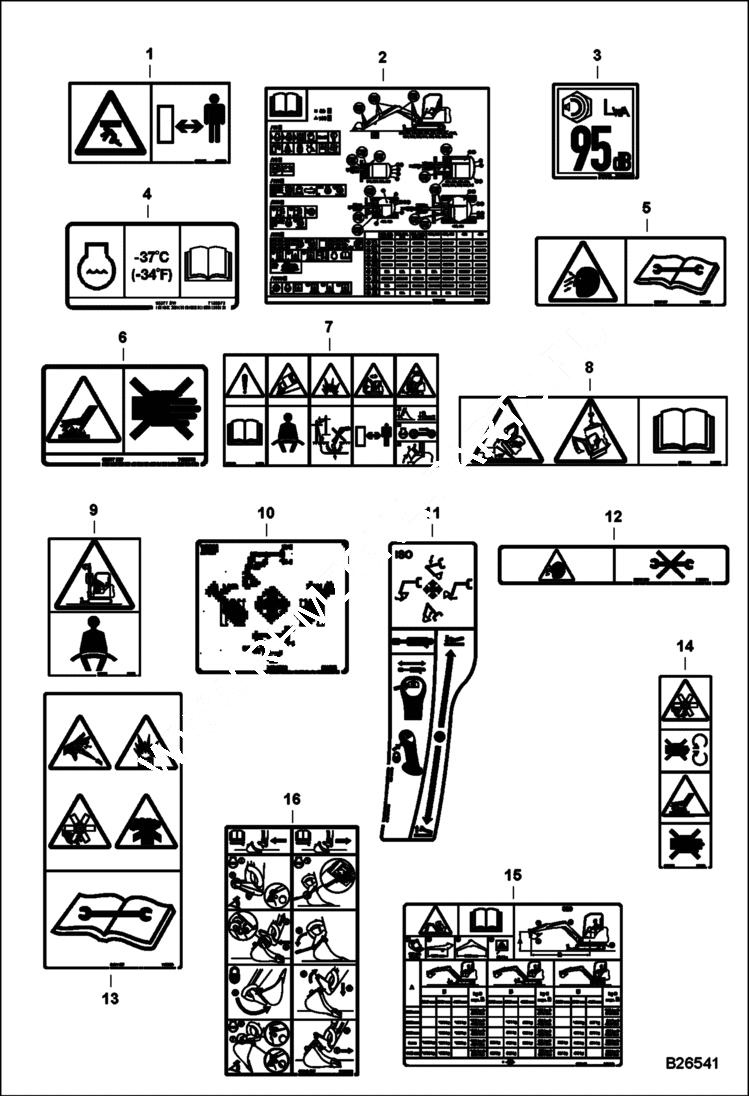Схема запчастей Bobcat 329 - DECALS (ESA No-text) ACCESSORIES & OPTIONS