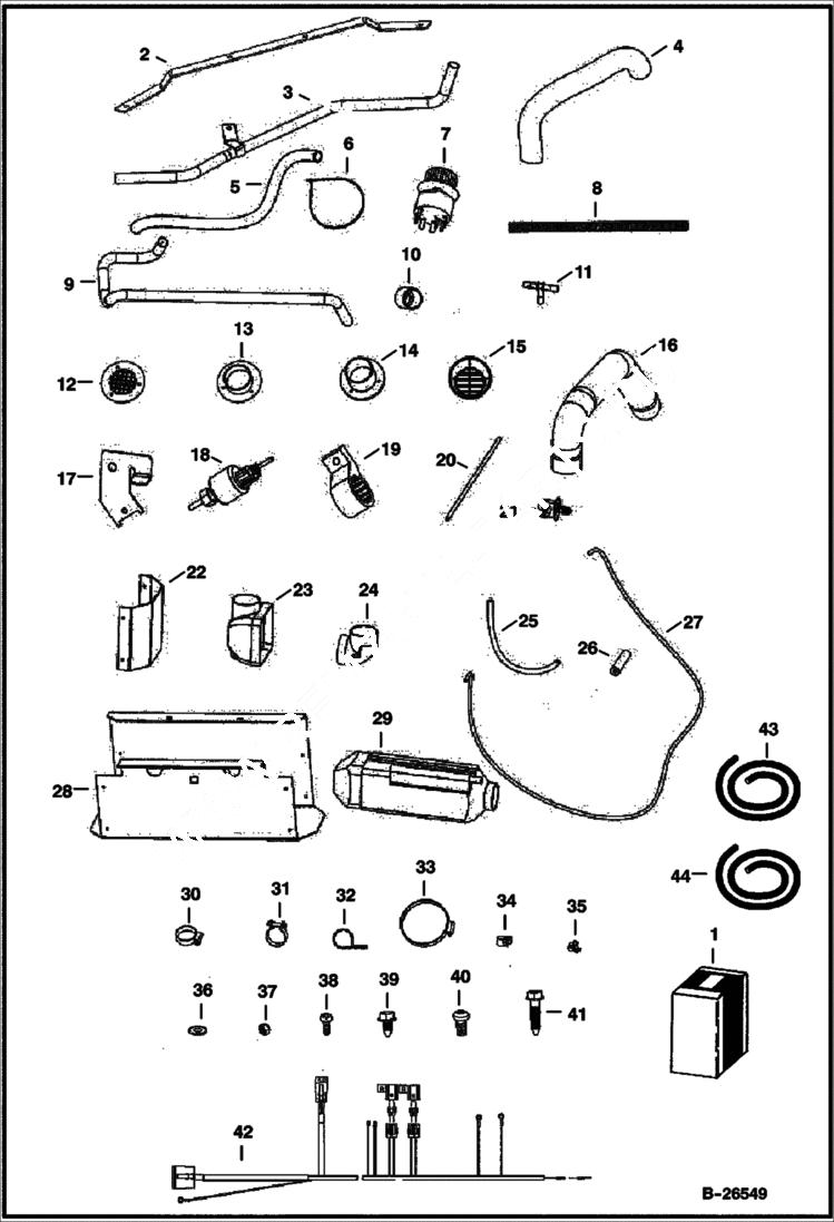 Схема запчастей Bobcat 2200 - CAB HEATER KIT (Gas engine) ACCESSORIES & OPTIONS